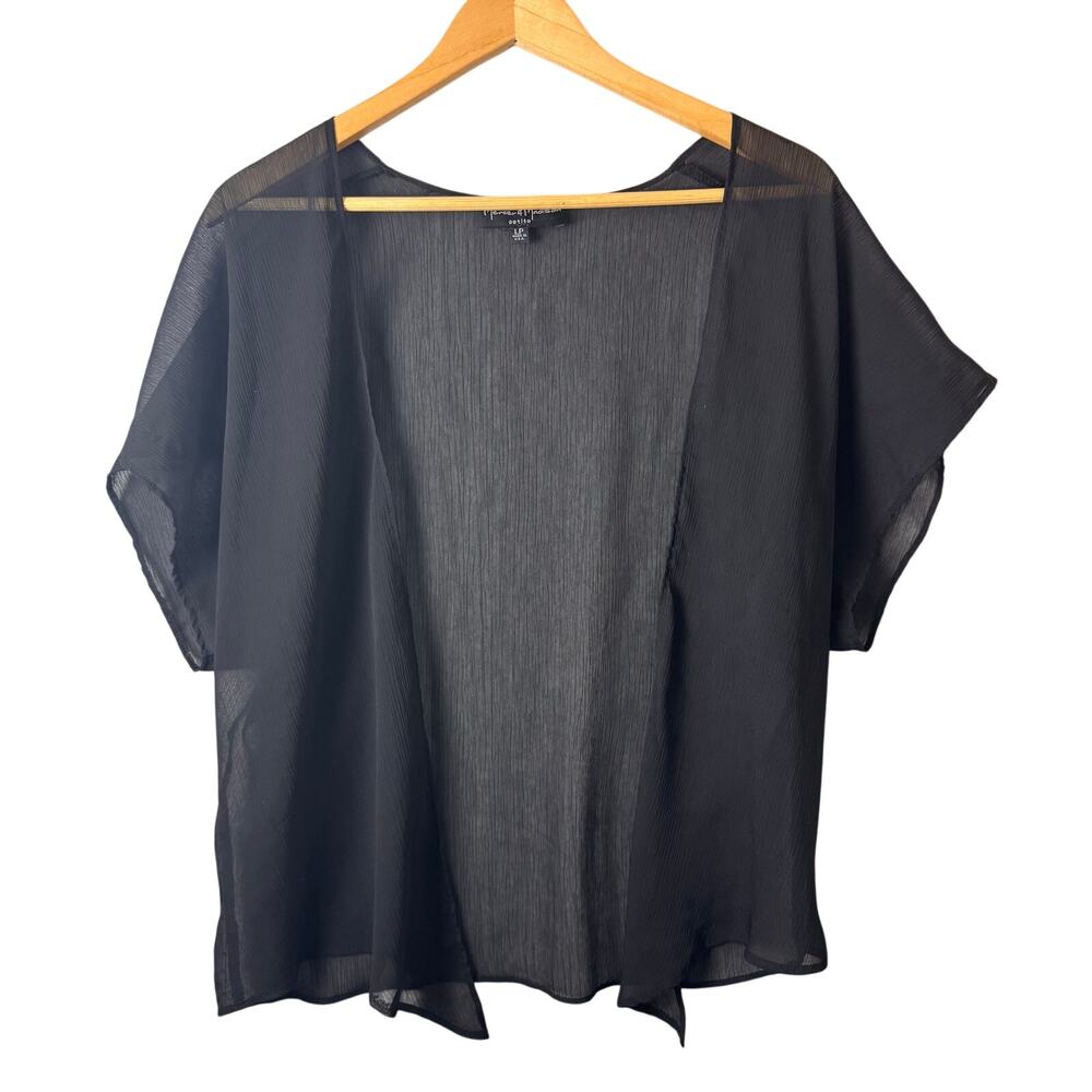 Mercer & Madison Black Sheer Popover Top Open Womens Large USA Gauze Lagenlook